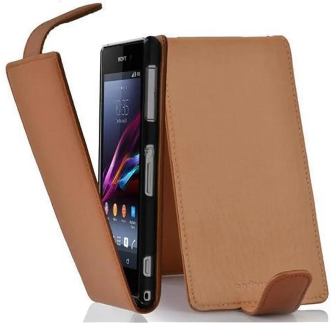 Cadorabo Hoesje geschikt voor Sony Xperia Z1 COMPACT in COGNAC BRUIN