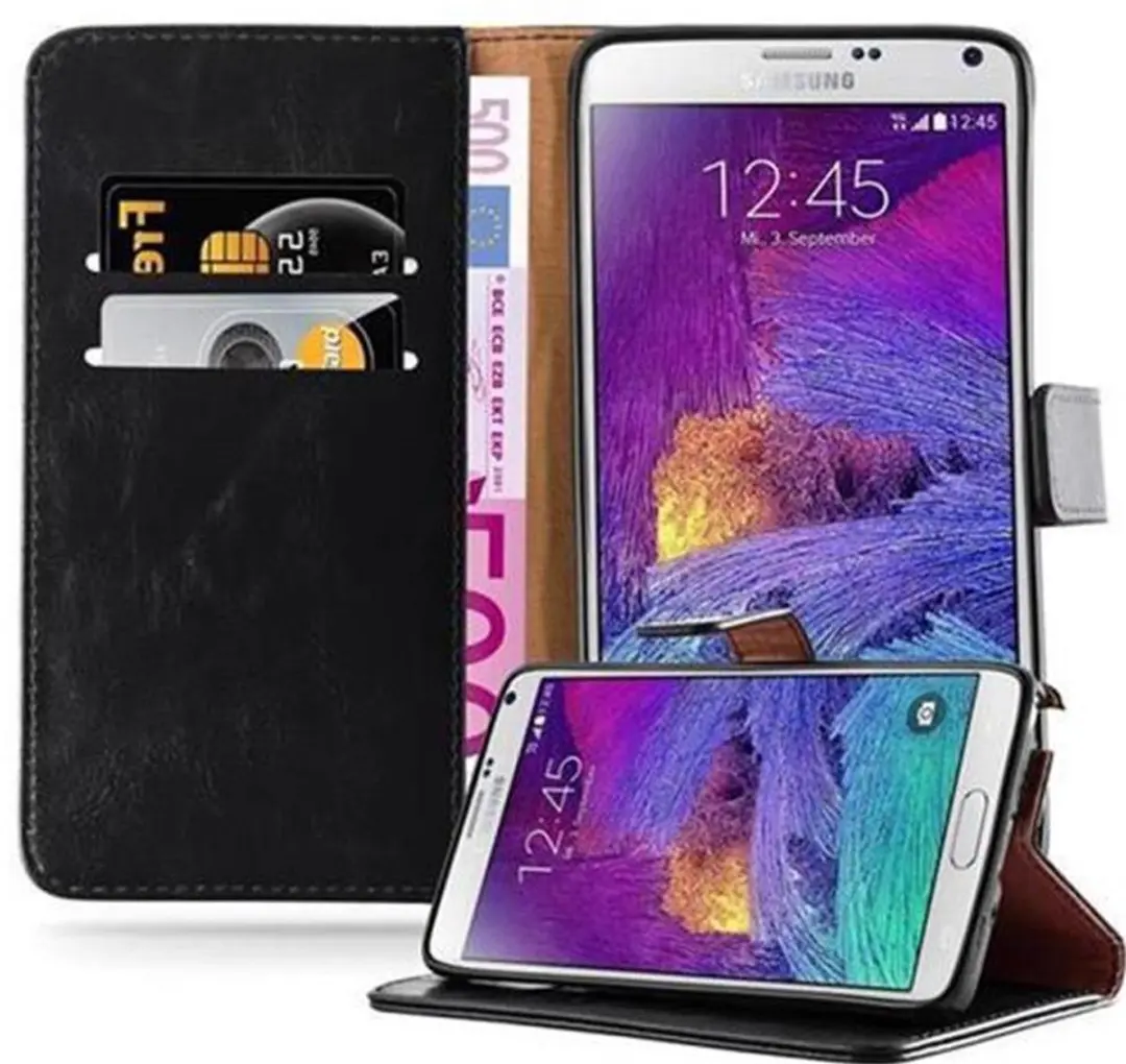 Cadorabo Hoesje geschikt voor Samsung Galaxy NOTE 4 in ZWART GRAFIET