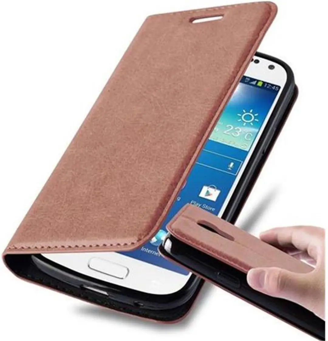 Cadorabo Hoesje geschikt voor Samsung Galaxy S4 MINI in CAPPUCCINO BRUIN