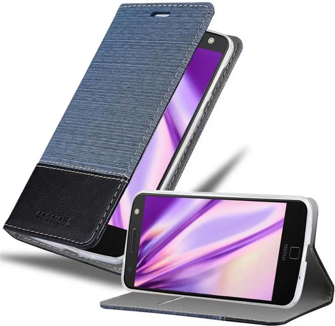 Cadorabo Hoesje geschikt voor Motorola MOTO Z in DONKERBLAUW ZWART