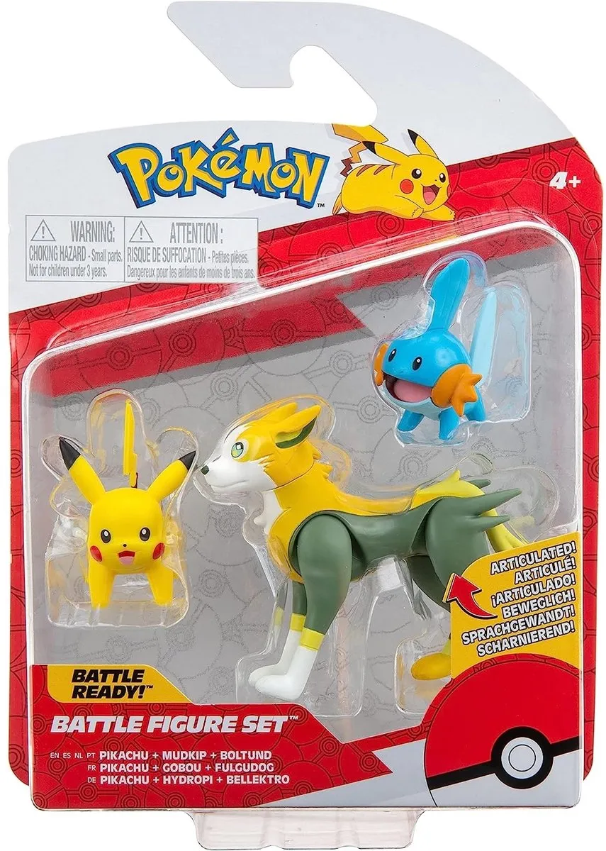 Pokémon Battle Figure 3-Pack - Pikachu, Mudkip, Boltund