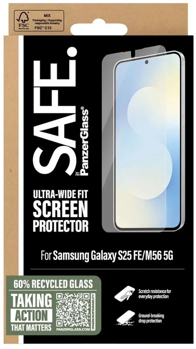 SAFE by PanzerGlass Ultra-Wide Fit Screenprotector Samsung Galaxy S25 FE - SA37299 - afbeelding 4 van 6