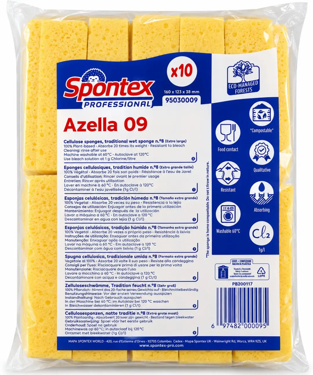 Spontex Azella 09 Cellulose Spons - 10 Stuks - afbeelding 2 van 6