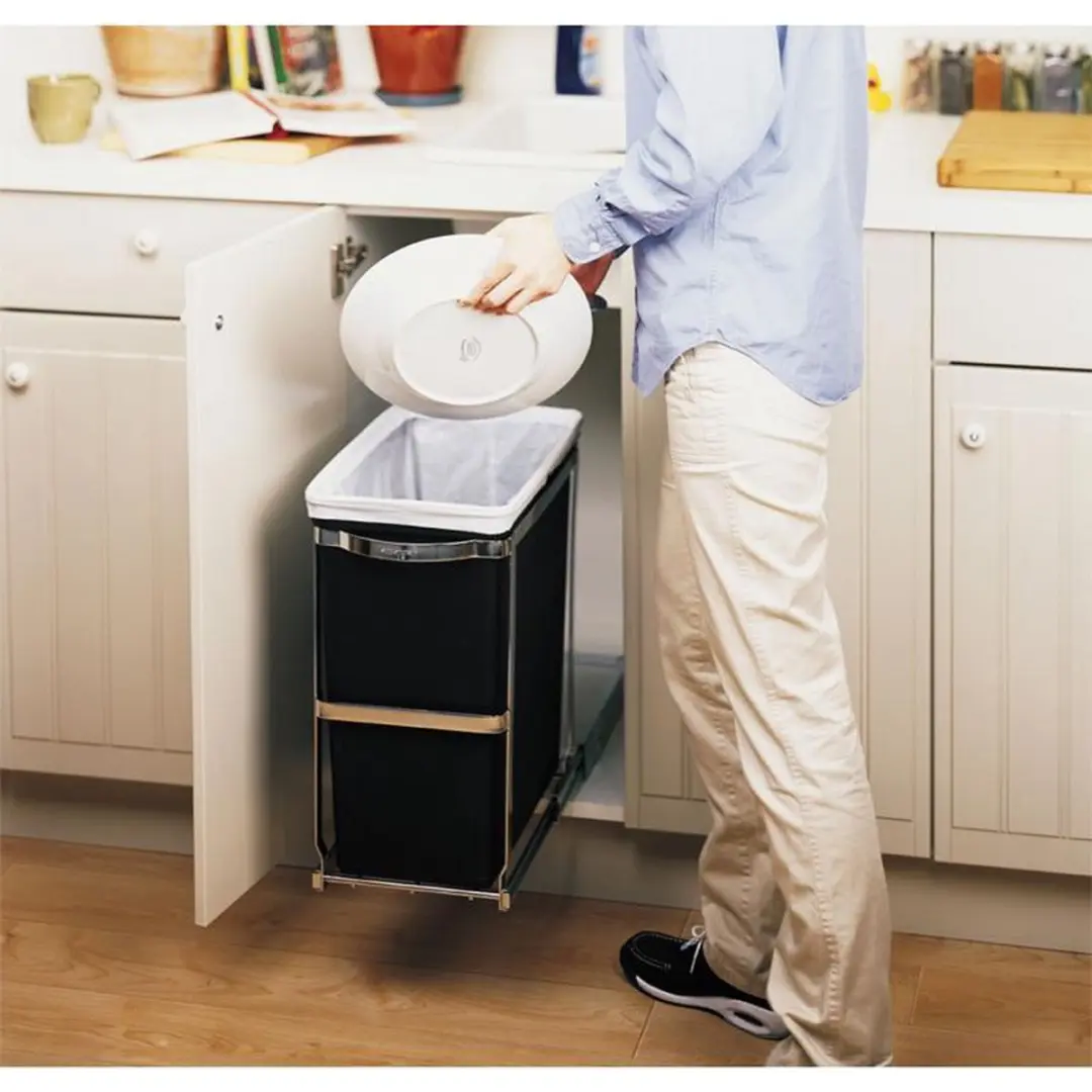 Simplehuman CW1124 Uittrekbare Afvalbak 30L - Zwart - afbeelding 4 van 6