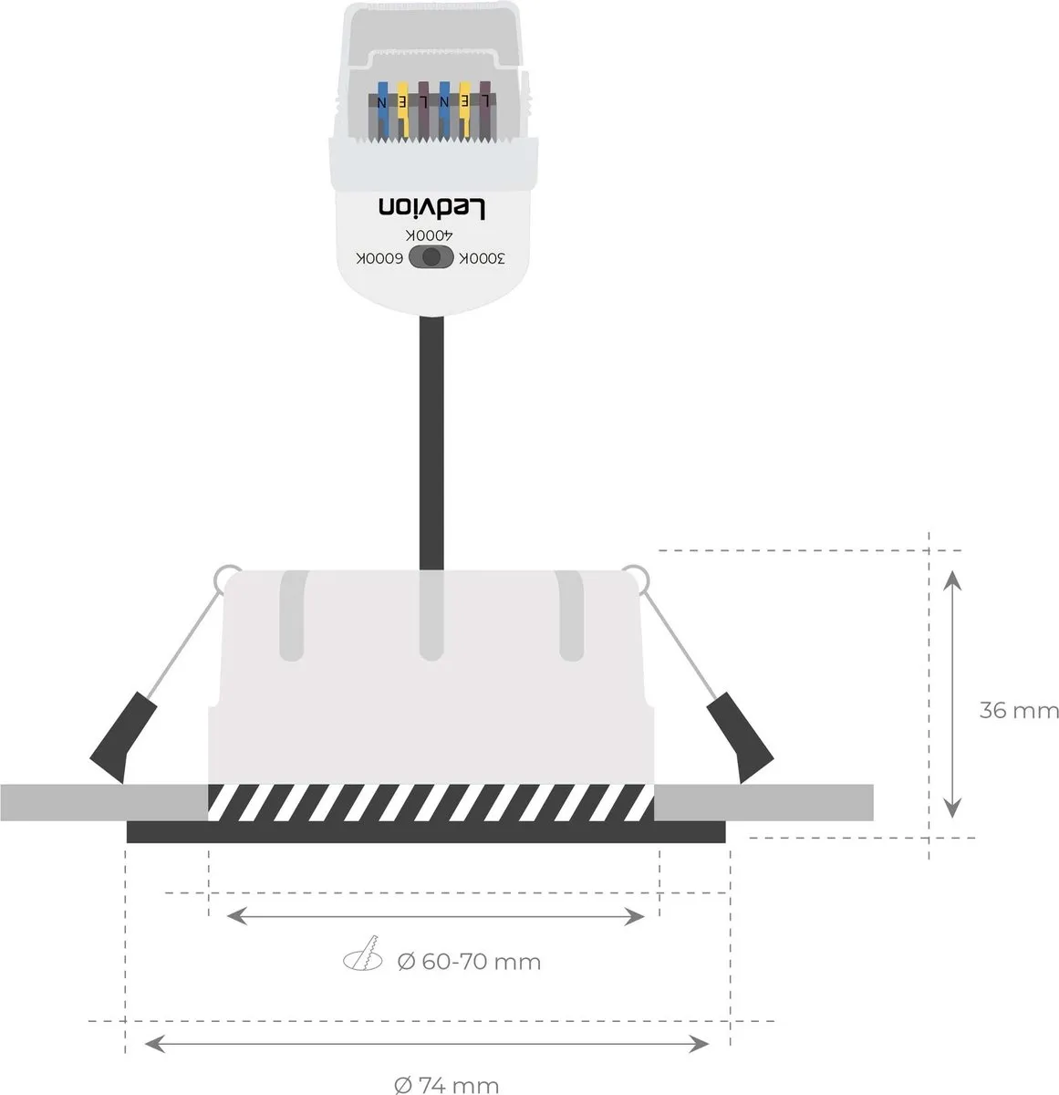 LEDVION 3X Inbouwspot 5W IP65 - Zwart