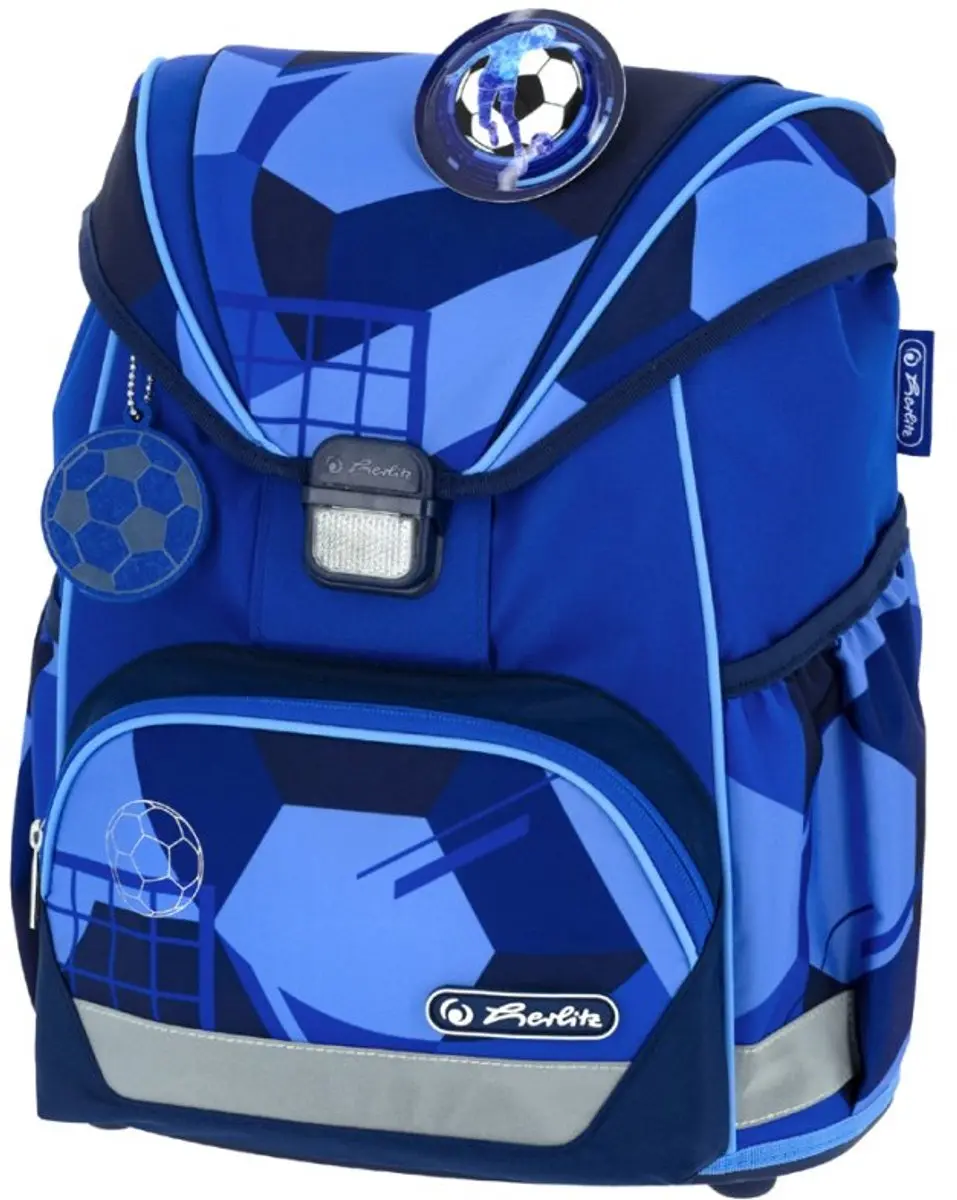 herlitz schooltas UltraLight Plus Blue Goal, voetbalmotief, donkerblauw/lichtbla
