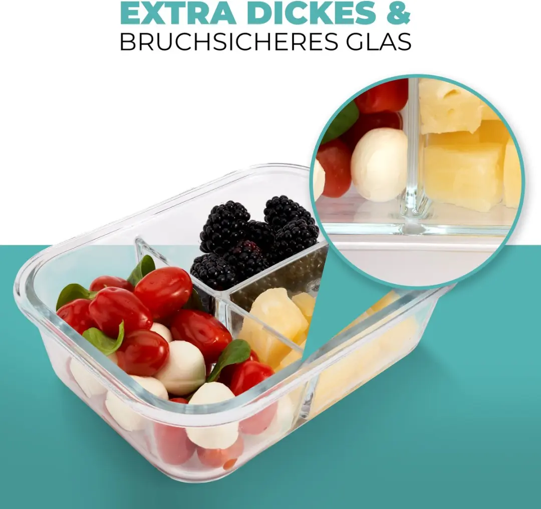 Classbach C-FHDM 4021 G Glazen Maaltijdbereidingsdozen - Set van 3 - afbeelding 5 van 6