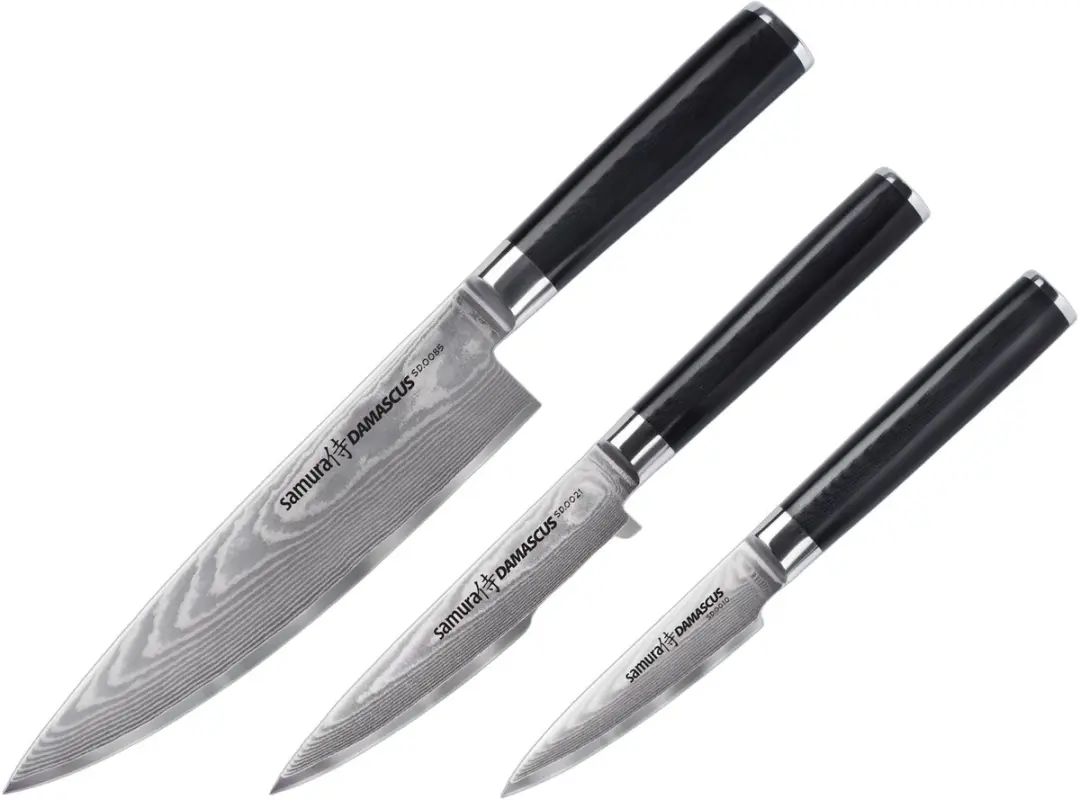 Samura DAMASCUS Set of 3 kitchen knives: Paring knife, Utility knife, Chef's kni