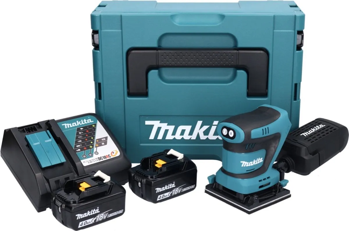 Makita DBO 480 Accu-Excentrische Schuurmachine 18V - 2x 4,0Ah + Oplader