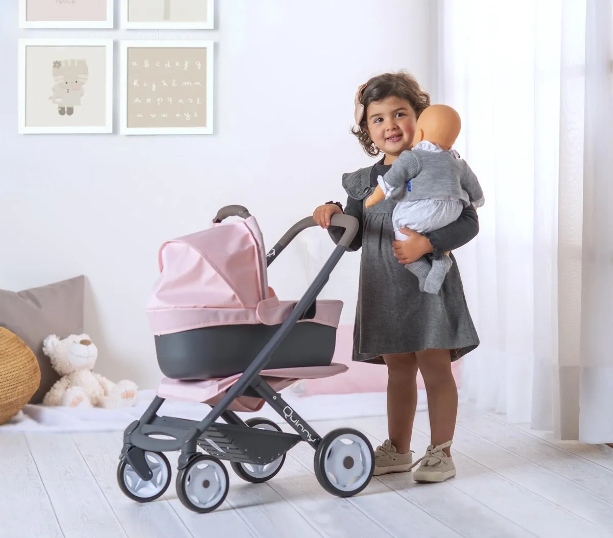 Smoby Quinny Combi 3-in-1 Poppenwagen - Pastel Roze