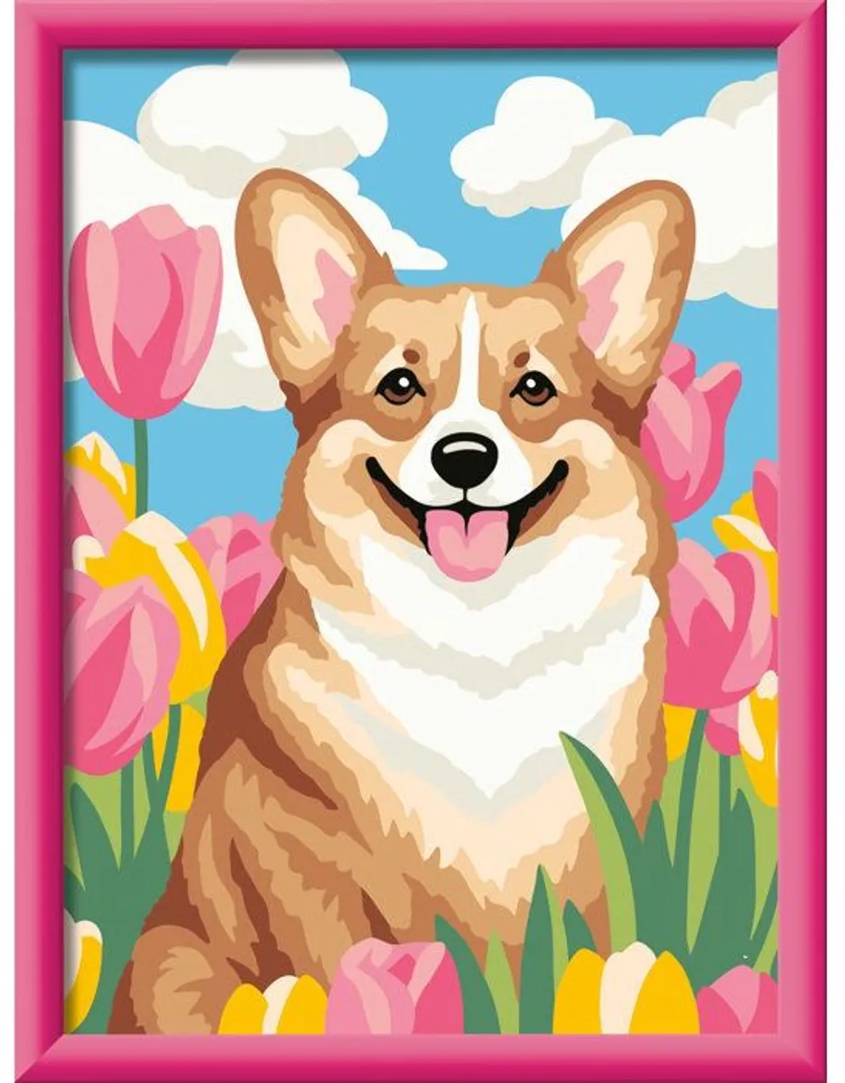 Ravensburger CreArt Kids Corgi Schilderen op nummer - 18x24cm - 5 Kleuren