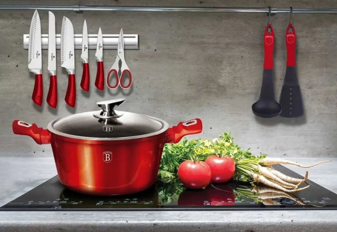 BerlingerHaus Metallic Line Pannenset 10-delig - Rood - afbeelding 6 van 6