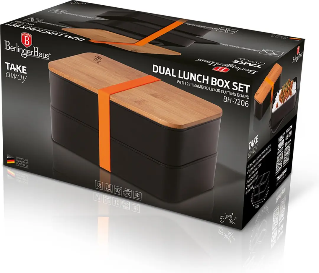 BerlingerHaus Lunchbox 2-laags met bamboe deksel 18,5x10,5x9,5cm