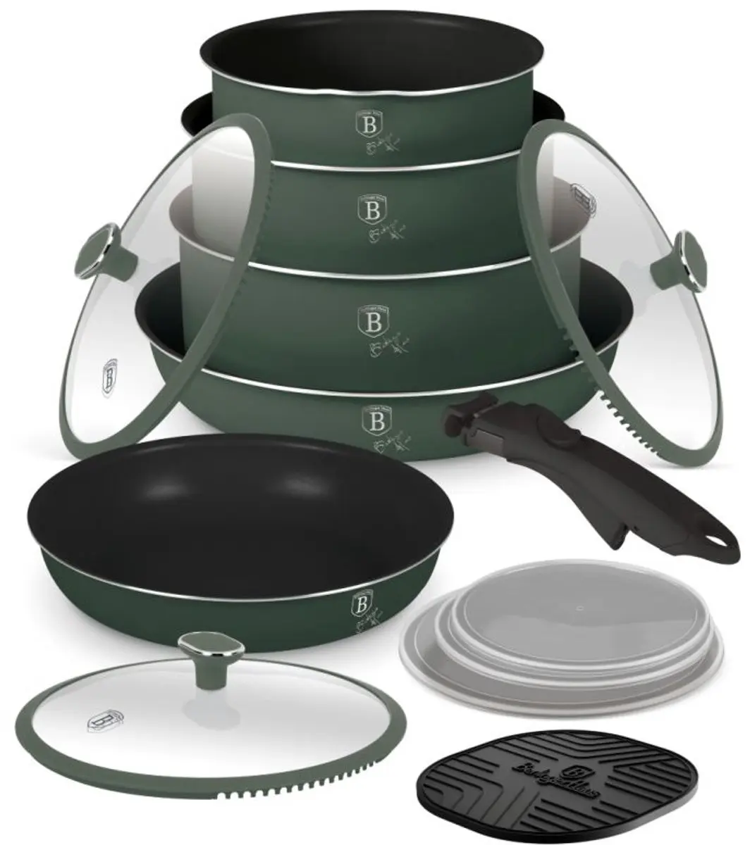 Serviesset met titaniumcoating, 13-delig, Matte Green Collection