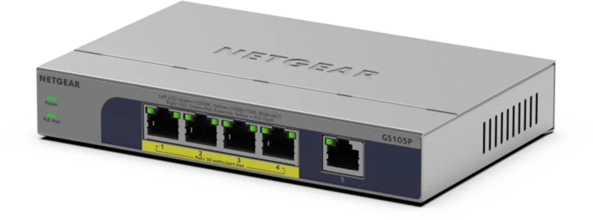 Netgear GS105P Unmanaged Switch 5 Poorten - 83W PoE