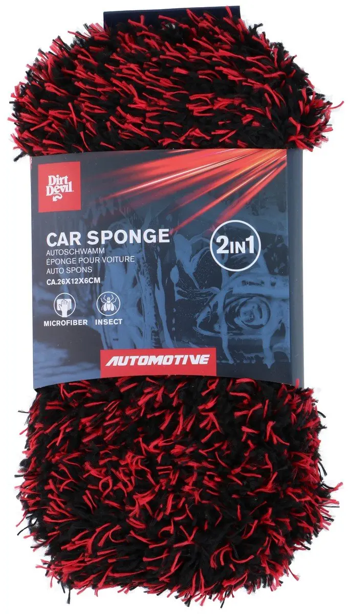 Dirt Devil Autospons Microvezel 2-in-1 - 26x12x6cm - Zwart/Rood - afbeelding 6 van 6