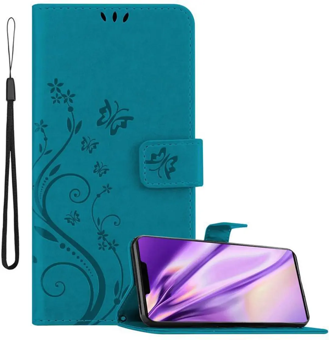 Cadorabo Hoesje geschikt voor Huawei MATE 30 PRO in BLOEMEN BLAUW