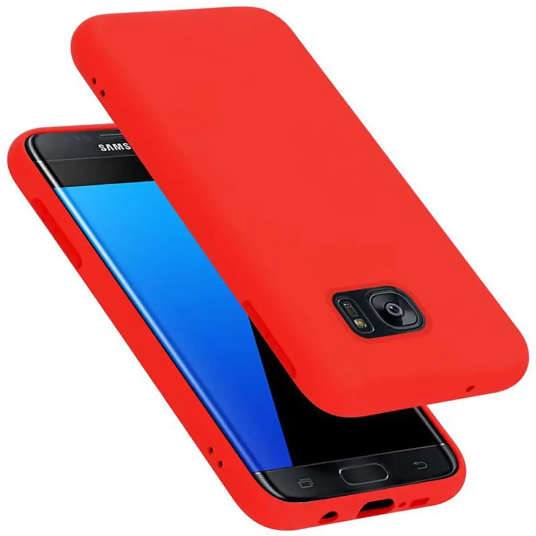 Cadorabo Hoesje geschikt voor Samsung Galaxy S7 EDGE in LIQUID ROOD