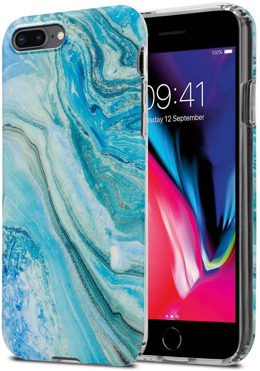 Cadorabo Hoesje geschikt voor Apple iPhone 7 PLUS / 7S PLUS / 8 PLUS in Blauw Gr