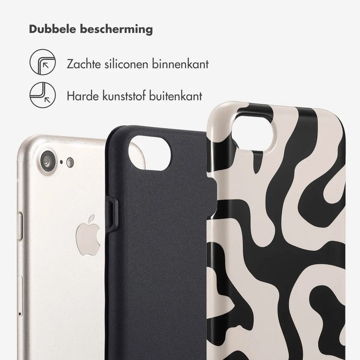 Selencia Hoesje iPhone SE/8/7/6s/6 - Art Wave Black