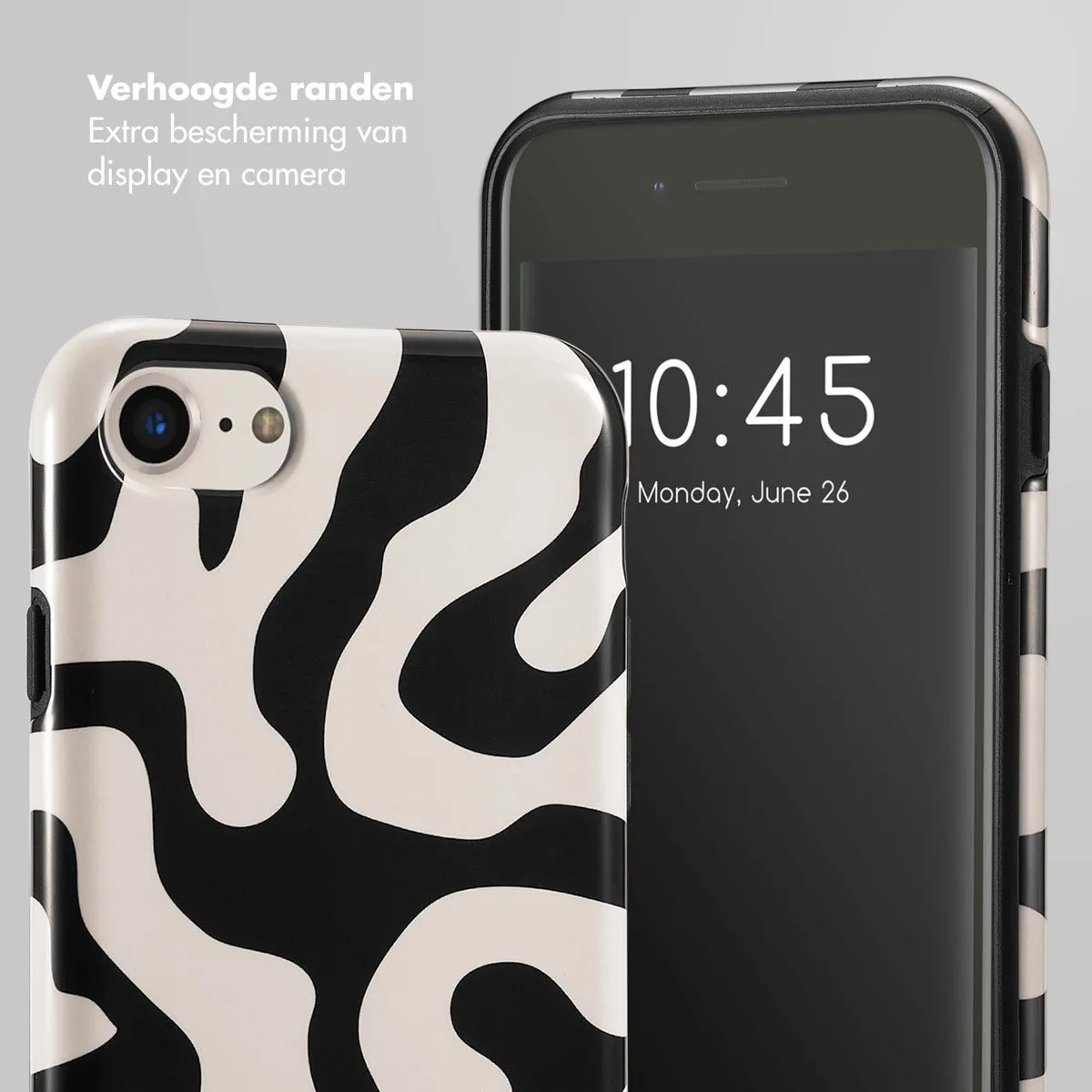 Selencia Hoesje iPhone SE/8/7/6s/6 - Art Wave Black