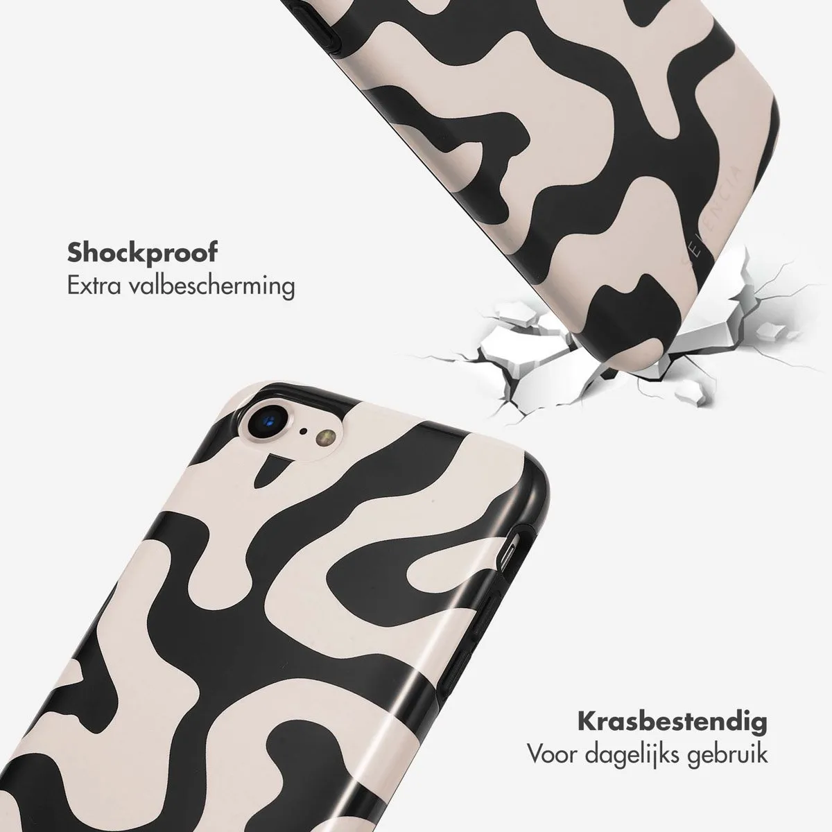 Selencia Hoesje iPhone SE/8/7/6s/6 - Art Wave Black