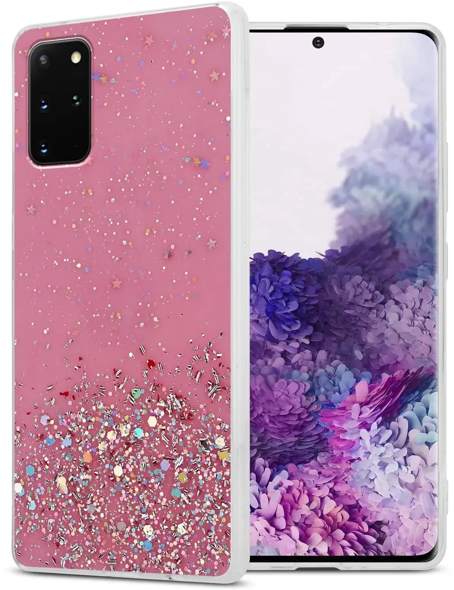 Cadorabo Hoesje geschikt voor Samsung Galaxy S20 PLUS in Roze met Glitter