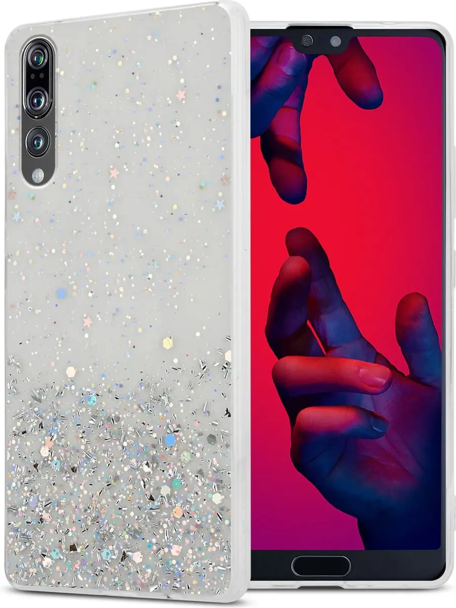 Cadorabo Hoesje geschikt voor Huawei P20 PRO / P20 PLUS in Transparant met Glitt