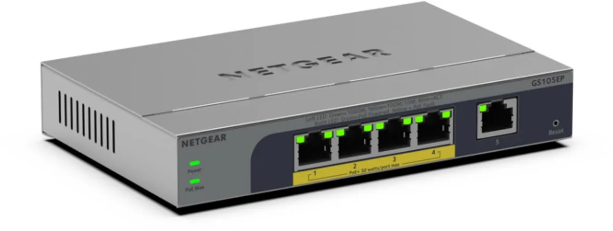 Netgear GS105EP Switch - 5 Poorten - 4x PoE 63W