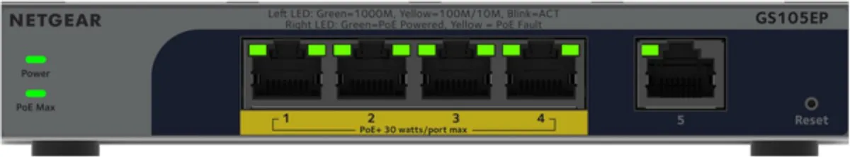 Netgear GS105EP Switch - 5 Poorten - 4x PoE 63W