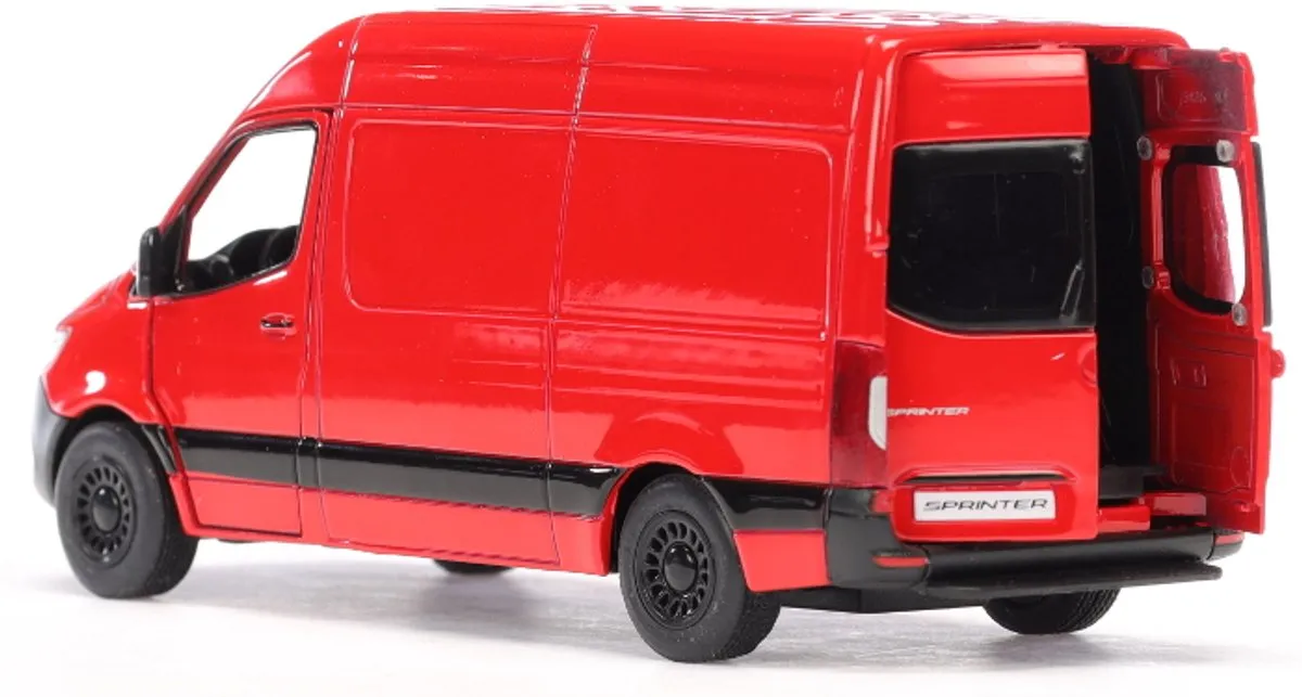 Mercedes-Benz Sprinter Bestelwagen 1:48 - Metaal - Rood/Zwart