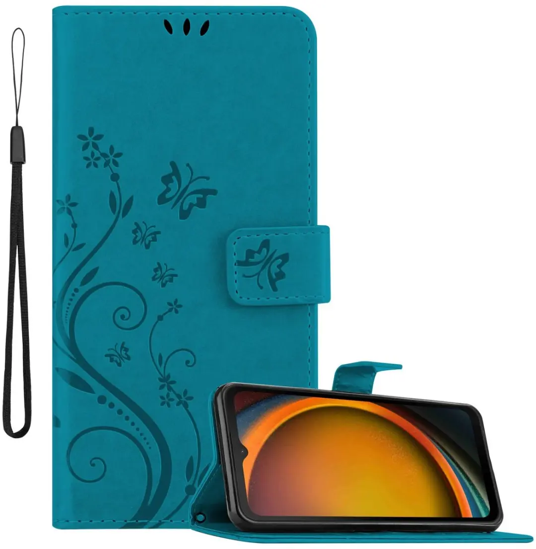 Cadorabo Hoesje geschikt voor Samsung XCover 7 in BLOEMEN BLAUW