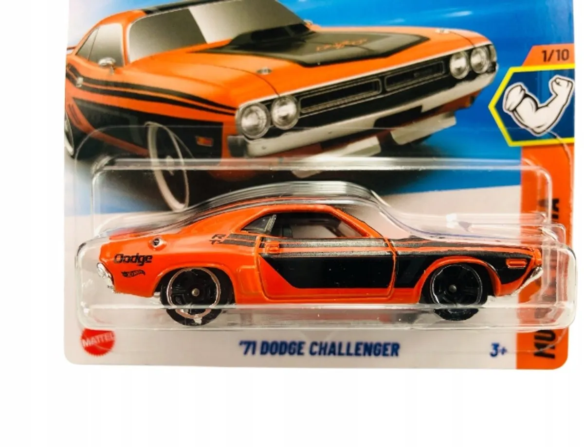 Hot Wheels '71 Dodge Challenger Muscle Mania 1/10 HYY79 - Zwart/Oranje