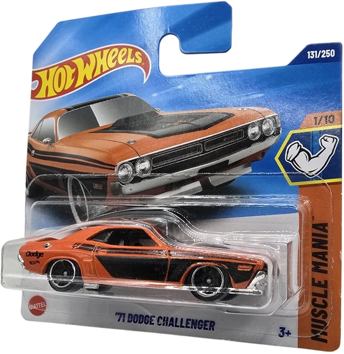 Hot Wheels '71 Dodge Challenger Muscle Mania 1/10 HYY79 - Zwart/Oranje