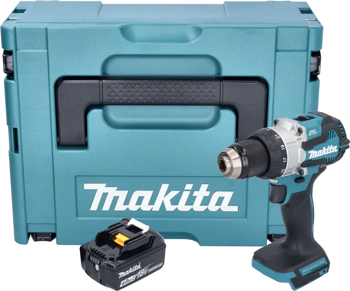 Makita DHP 489 M1J Klopboormachine 18V 73Nm - Borstelloos - 21 standen - 1x 4,0Ah