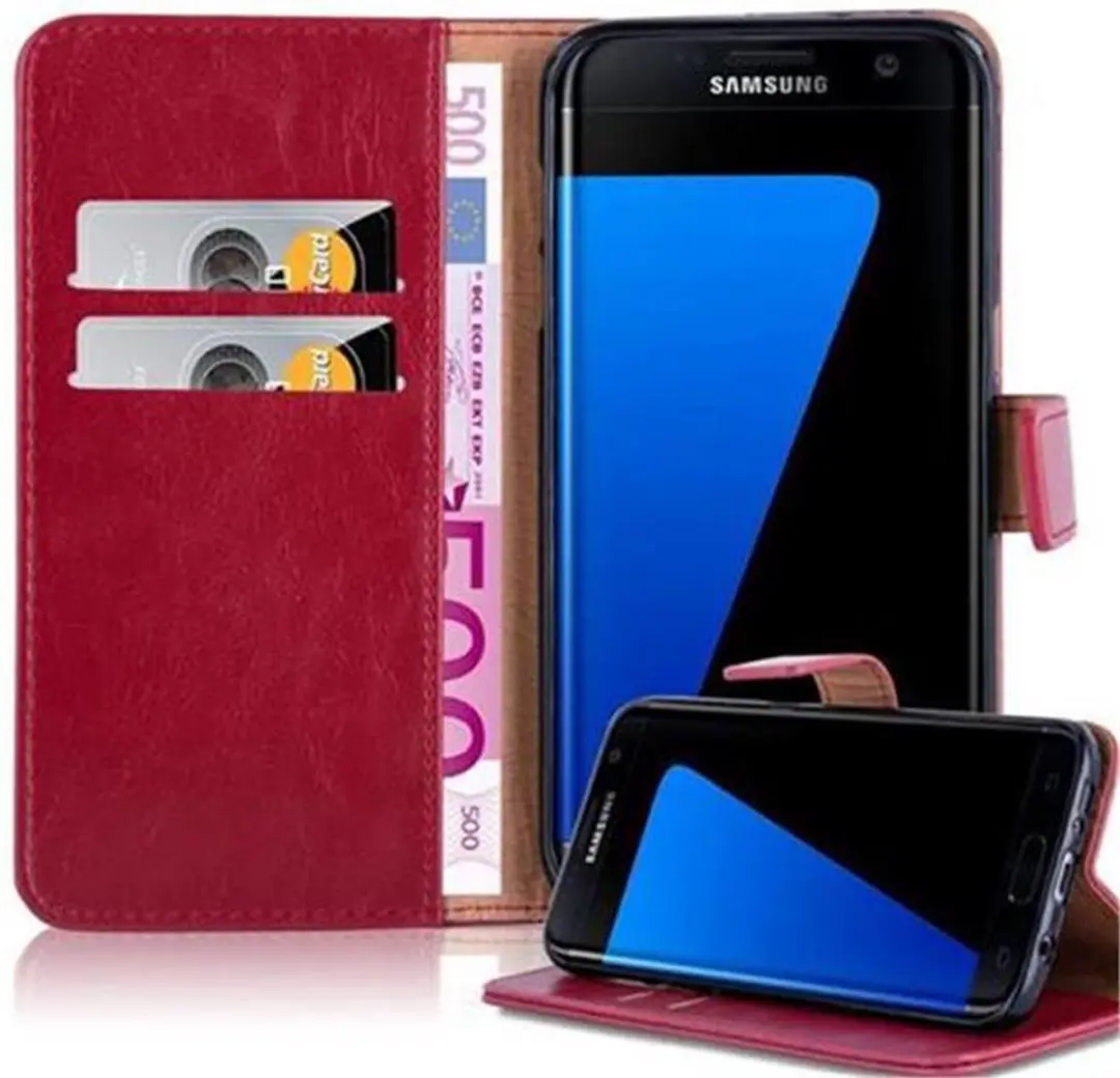 Cadorabo Hoesje geschikt voor Samsung Galaxy S7 EDGE in WIJN ROOD