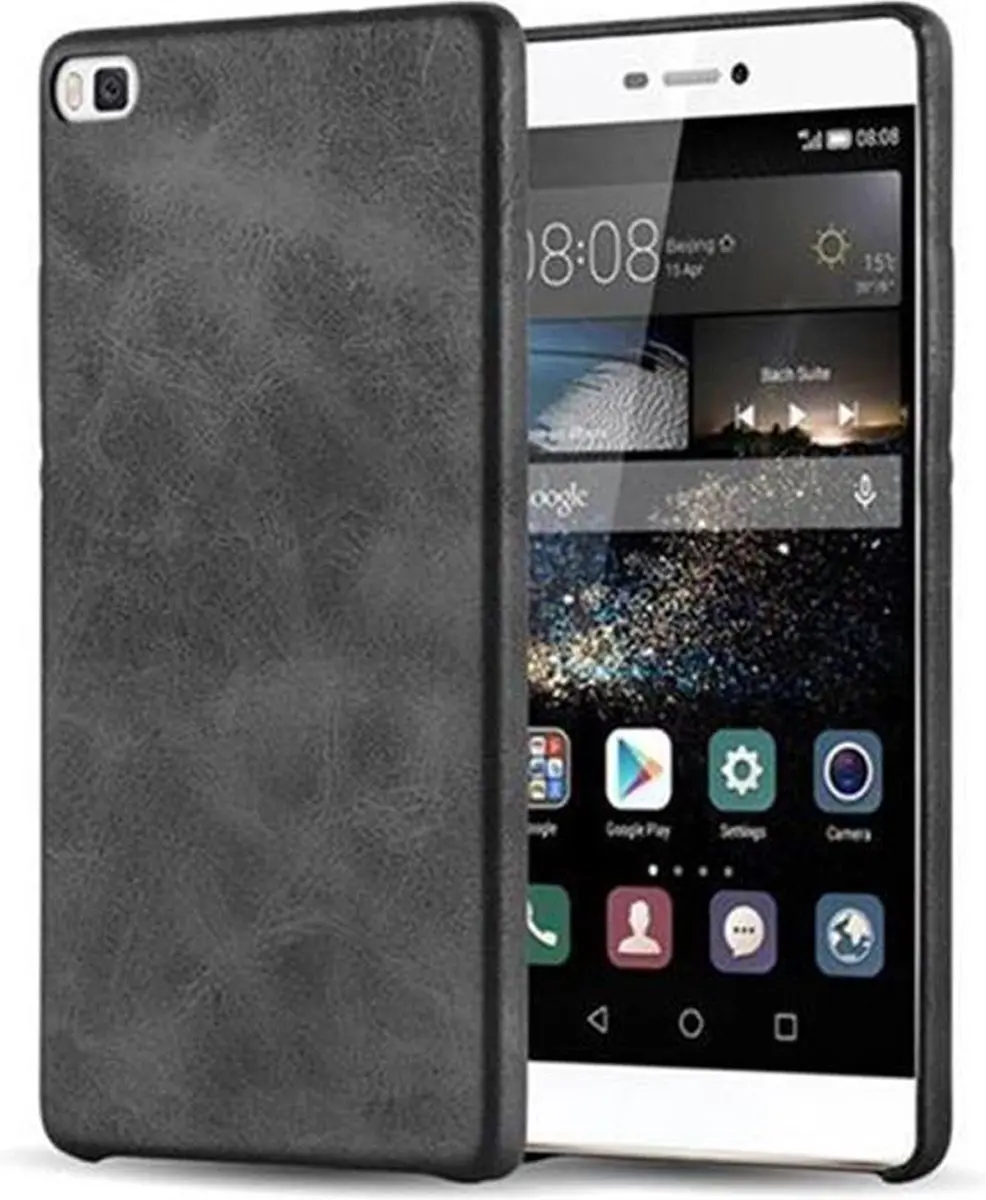 Cadorabo Hoesje geschikt voor Huawei P8 in VINTAGE ZWART