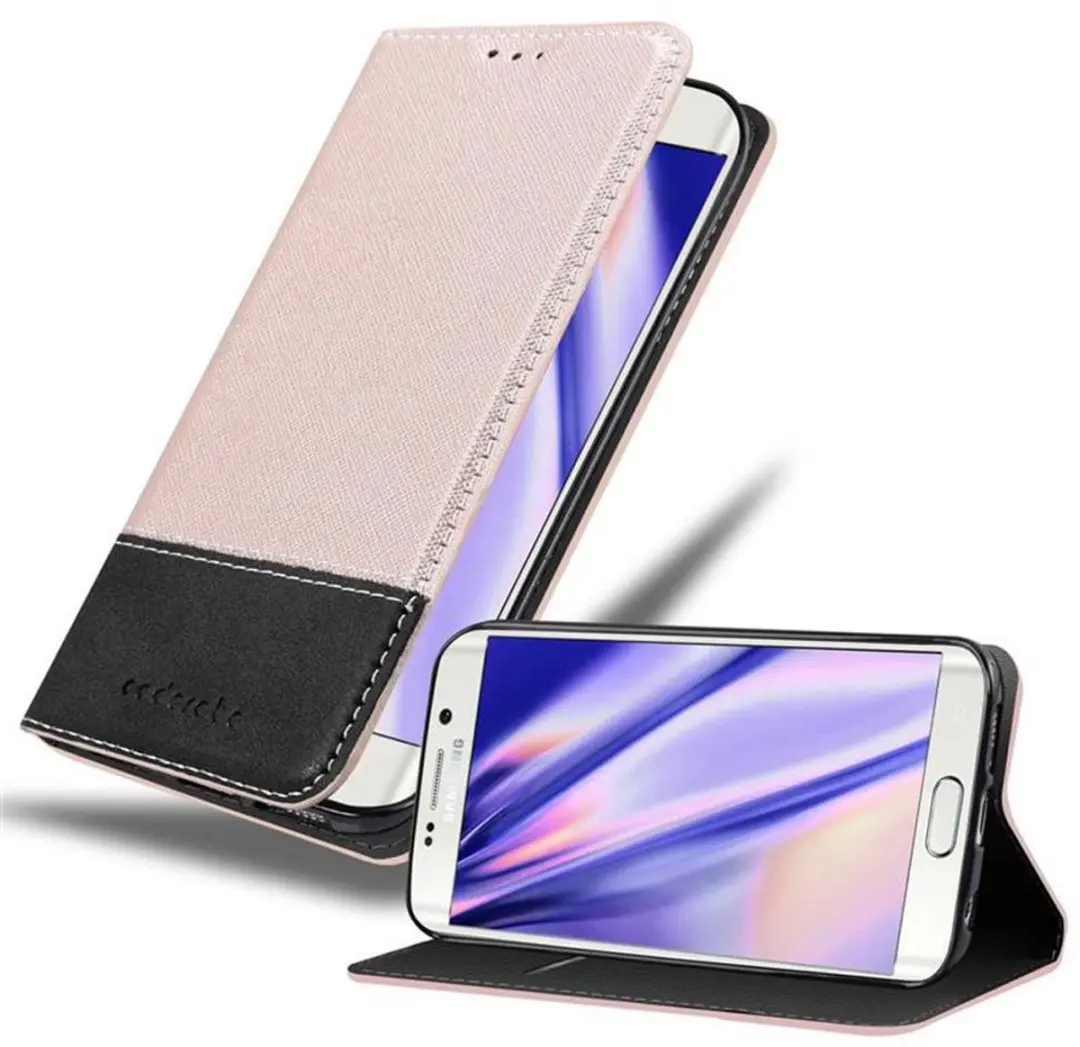 Cadorabo Hoesje geschikt voor Samsung Galaxy S6 EDGE in ROSE GOUD ZWART