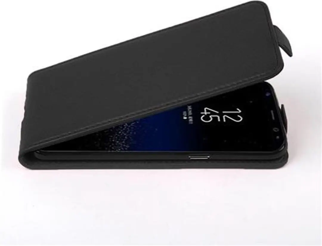 Cadorabo Hoesje geschikt voor Samsung Galaxy S8 in ZWARTE OXIDE - Beschermhoes in flip-design Case Cover van getextureerd imitatieleer