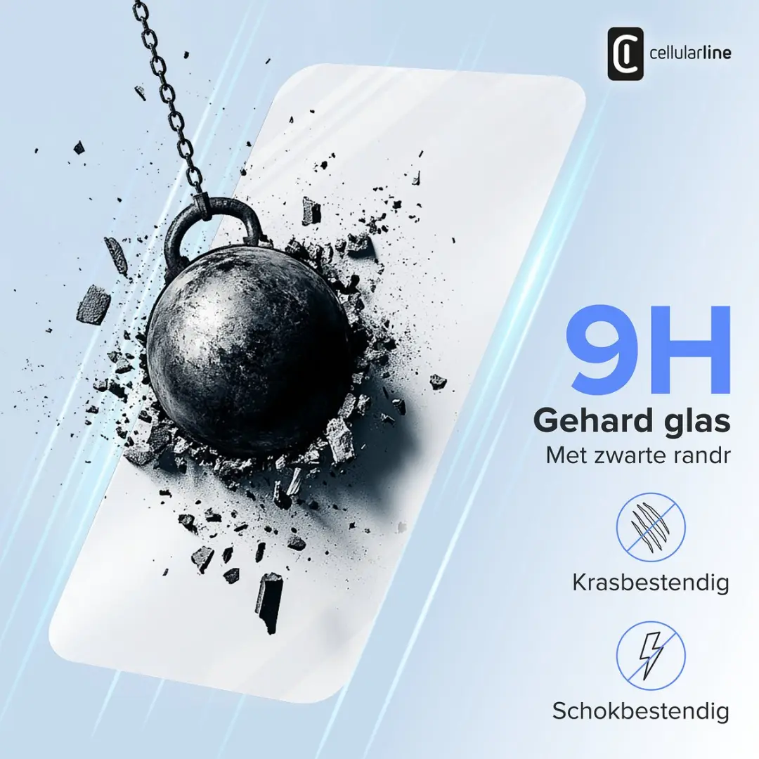Cellularline Screenprotector iPhone 16 - 9H Gehard Glas - afbeelding 3 van 6