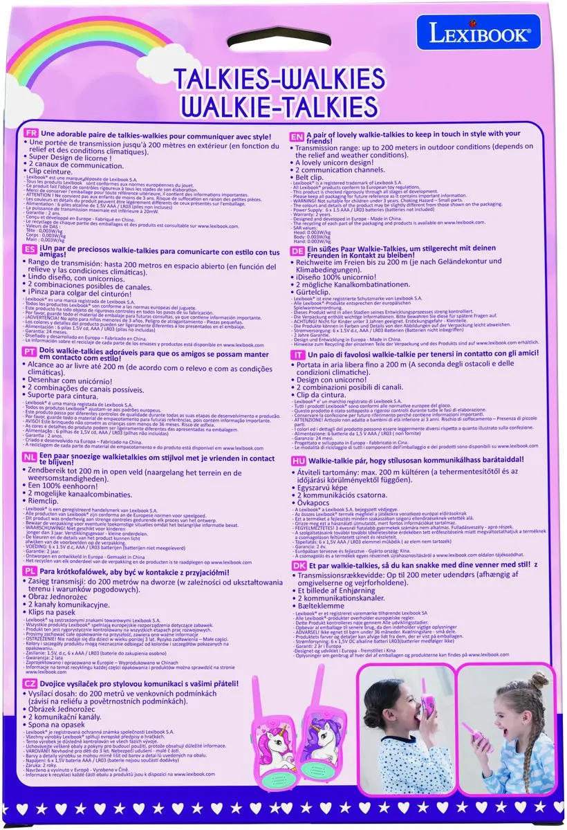 Lexibook Eenhoorn Walkietalkie TW12UNI - 120m - Roze - afbeelding 3 van 6