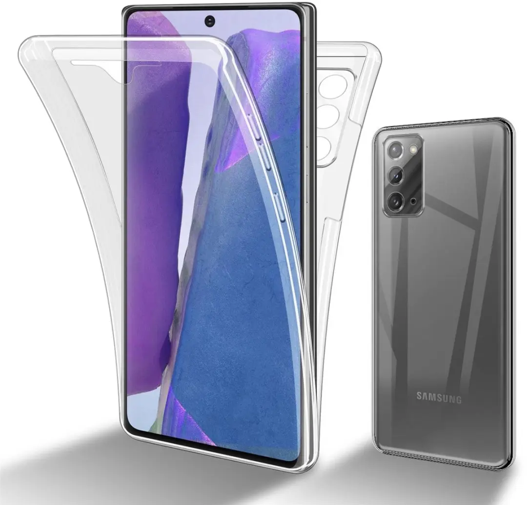 Cadorabo Hoesje geschikt voor Samsung Galaxy NOTE 20 in TRANSPARANT - 360° Full Body Case Cover Beschermhoes Voor- en achterbescherming, all-round bescherming met displaybescherming