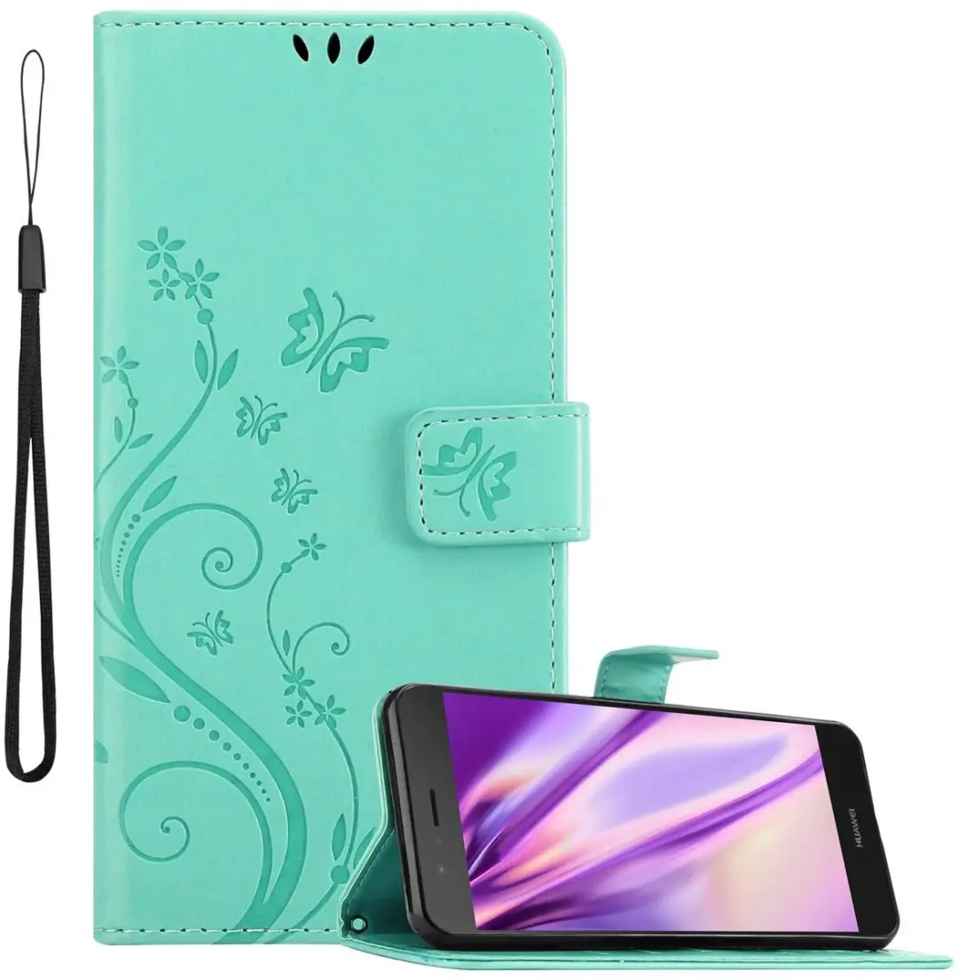 Cadorabo Hoesje geschikt voor Huawei P9 LITE 2016 / G9 LITE in BLOEMEN TURKOOIS