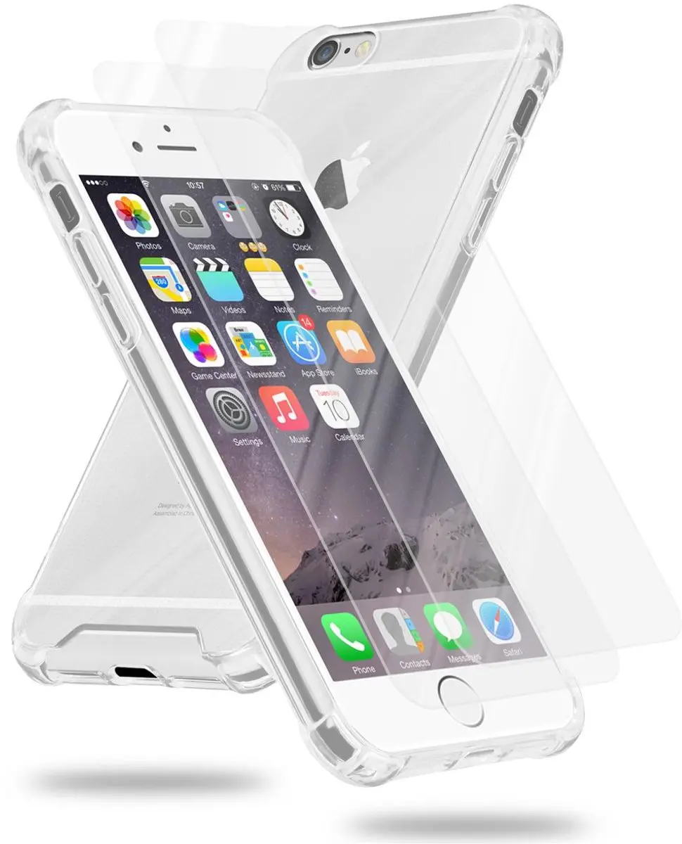 Cadorabo Hoeje en 2x Tempered beschermglas geschikt voor Apple iPhone 6 / 6S in