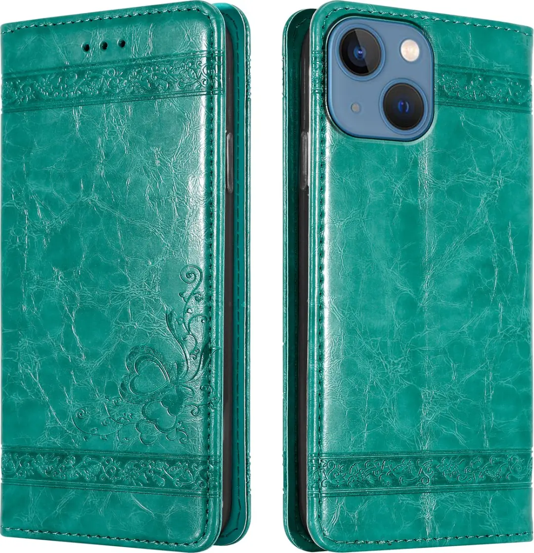 Cadorabo Hoesje geschikt voor Apple iPhone 13 MINI in TURKOOIS met ornamenten