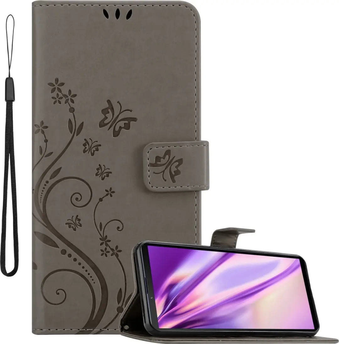 Cadorabo Hoesje geschikt voor Sony Xperia 10 III in BLOEMEN GRIJS