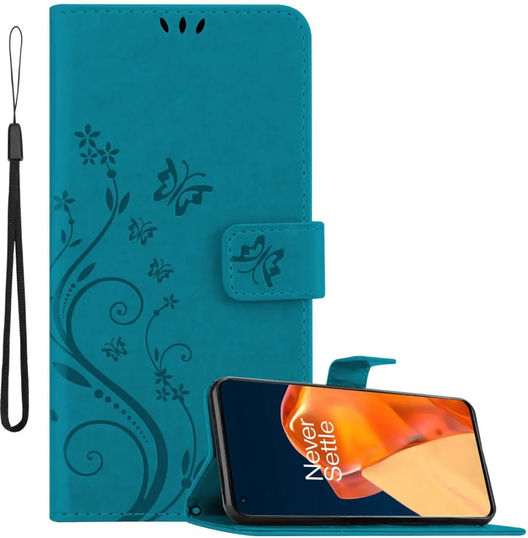 Cadorabo Hoesje geschikt voor OnePlus 9 PRO in BLOEMEN BLAUW