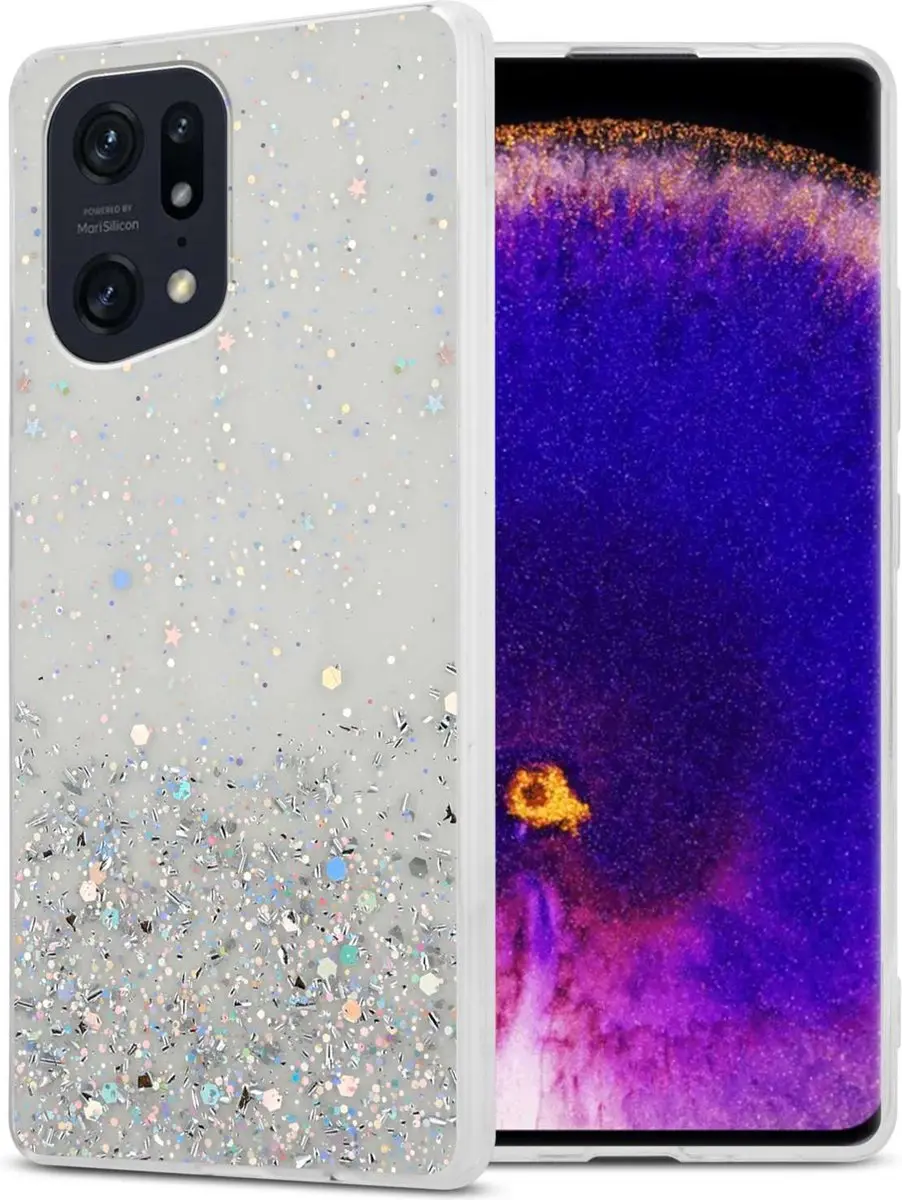 Cadorabo Hoesje geschikt voor Oppo FIND X5 PRO in Transparant met Glitter