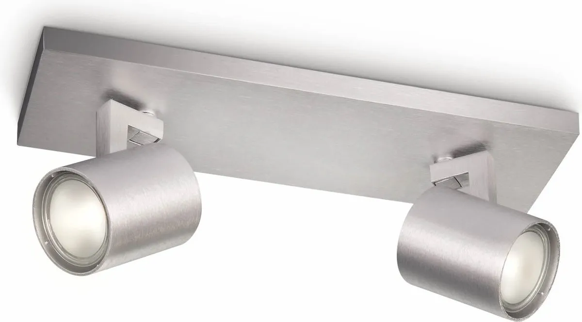 Philips Runner Opbouwspot Aluminium - 2x GU10 4,6W Warmwit