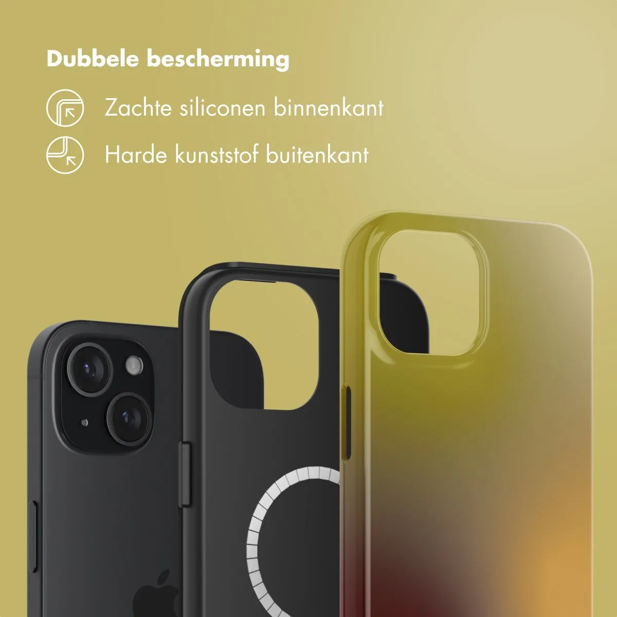 Selencia Hoesje iPhone 15 Gradient Olive Dust - MagSafe